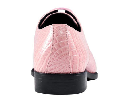 Amali Harvey Croc Men's Pink Animal Print Sophisticated Oxford Shoes