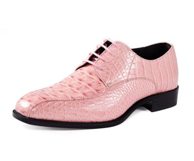 Amali Harvey Croc Men's Pink Animal Print Sophisticated Oxford Shoes