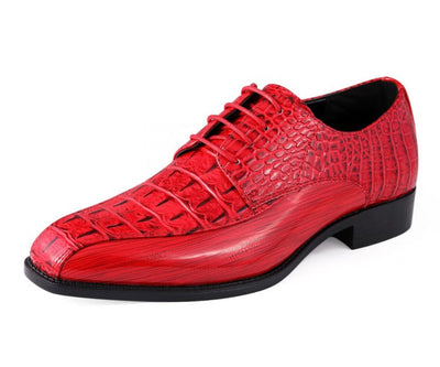 Amali Harvey Croc Men's Red Animal Print Sophisticated Oxford Shoes