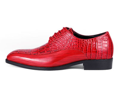 Amali Harvey Croc Men's Red Animal Print Sophisticated Oxford Shoes