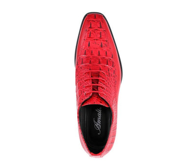 Amali Harvey Croc Men's Red Animal Print Sophisticated Oxford Shoes