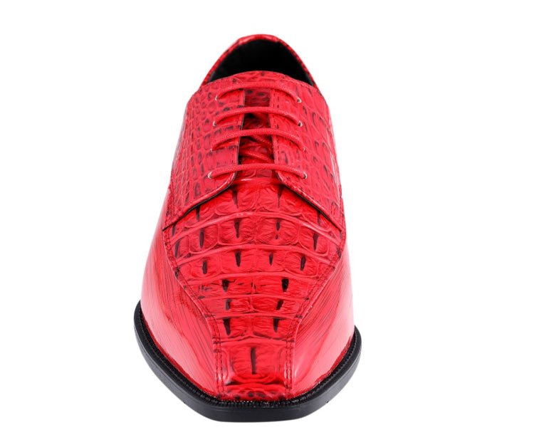 Amali Harvey Croc Men's Red Animal Print Sophisticated Oxford Shoes