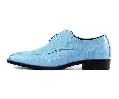 Amali Harvey Croc Men's Baby Blue Animal Print Sophisticated Oxford Shoes