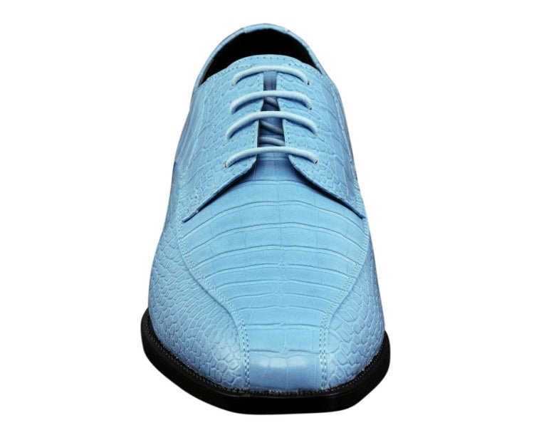 Amali Harvey Croc Men's Baby Blue Animal Print Sophisticated Oxford Shoes