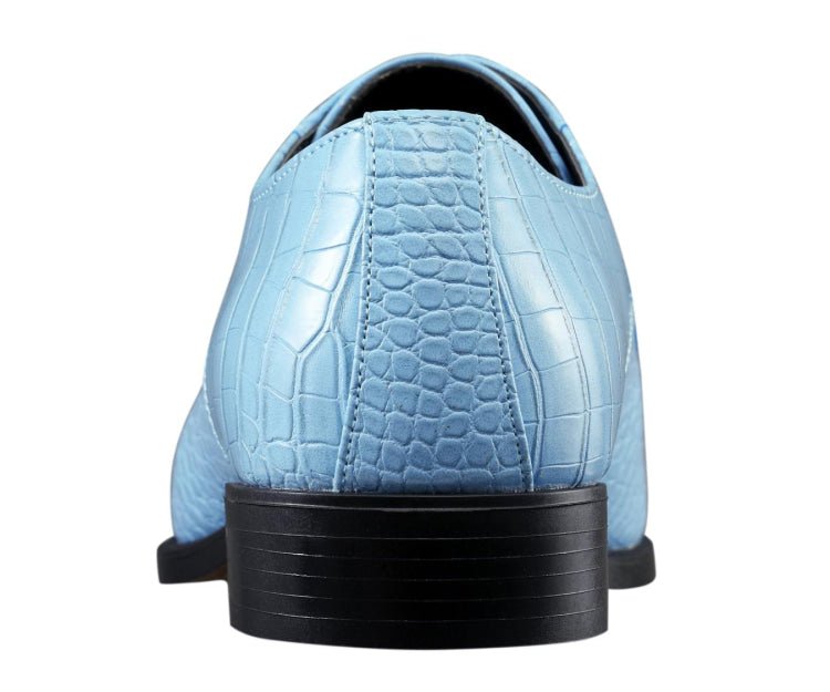 Amali Harvey Croc Men's Baby Blue Animal Print Sophisticated Oxford Shoes