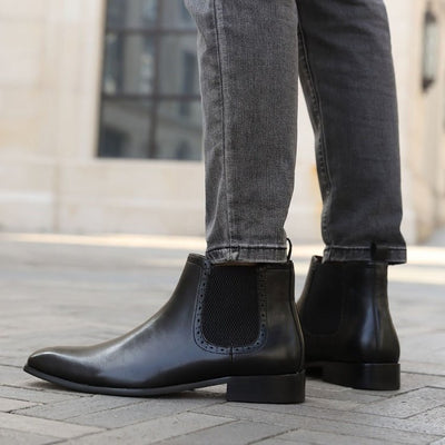 Amali Hayes Black Men’s Wingtip Chelsea Boots Leather