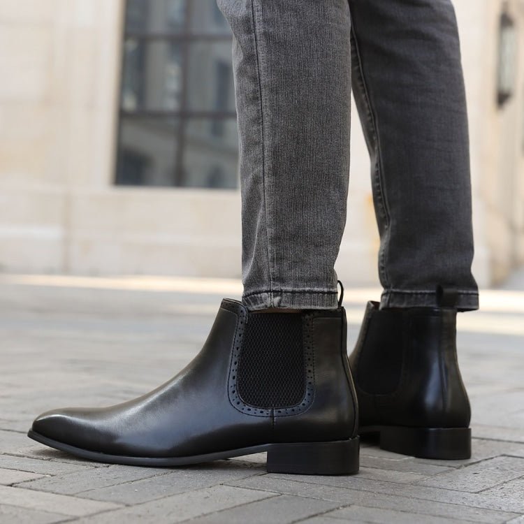 Amali Hayes Black Men’s Wingtip Chelsea Boots Leather