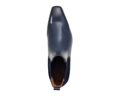 Amali Hayes Men’s Navy Leather Wingtip Chelsea Boots