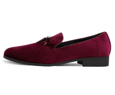 Amali Heath Burgundy Men’s Velvet Smoking Slippers