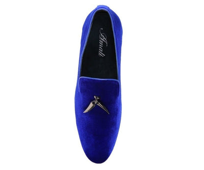 Amali Heath Luxurious Royal Blue Velvet Smoking Slippers