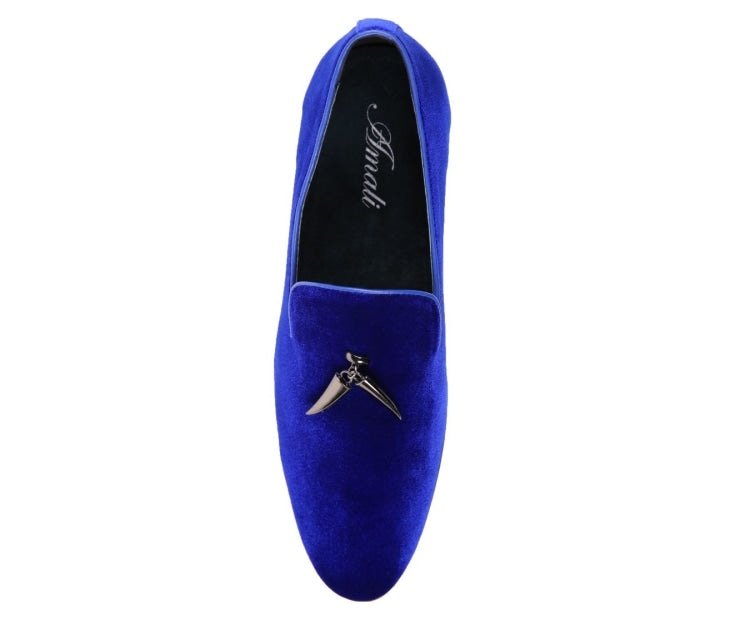 Amali Heath Luxurious Royal Blue Velvet Smoking Slippers