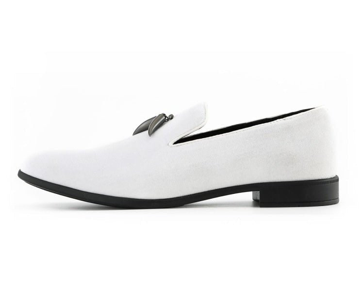 Amali Heath Luxurious White Velvet Smoking Slippers For Men