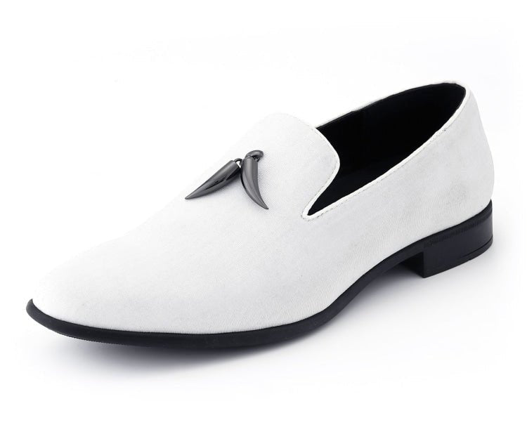 Amali Heath Luxurious White Velvet Smoking Slippers For Men