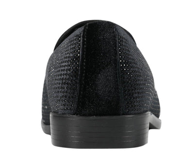 Amali Ivano Luxe Rhinestone Loafers Men’s Velvet Black Silver