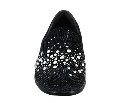 Amali Ivano Luxe Rhinestone Loafers Men’s Velvet Black Silver