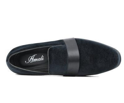 Amali Knight Black Men’s Velvet Loafers