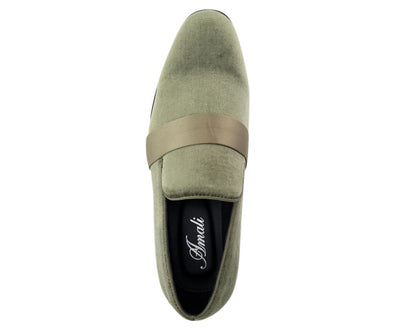 Amali Knight Men’s Olive Suede Velvet Casual Loafers
