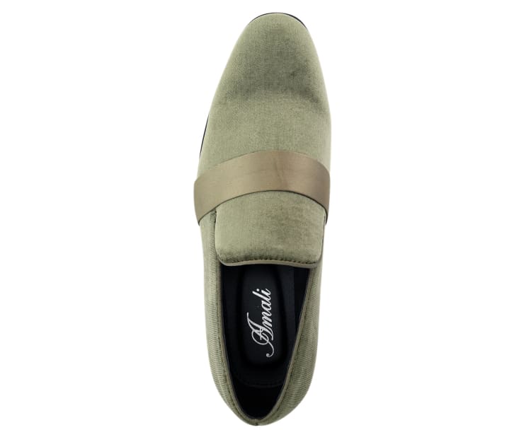 Amali Knight Men’s Olive Suede Velvet Casual Loafers