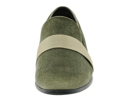 Amali Knight Men’s Olive Suede Velvet Casual Loafers