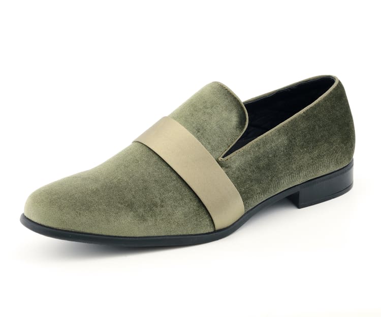 Amali Knight Men’s Olive Suede Velvet Casual Loafers