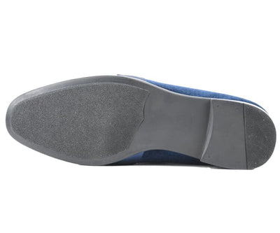 Amali Knight Regal Velvet Loafers For Men Royal Blue Velvet