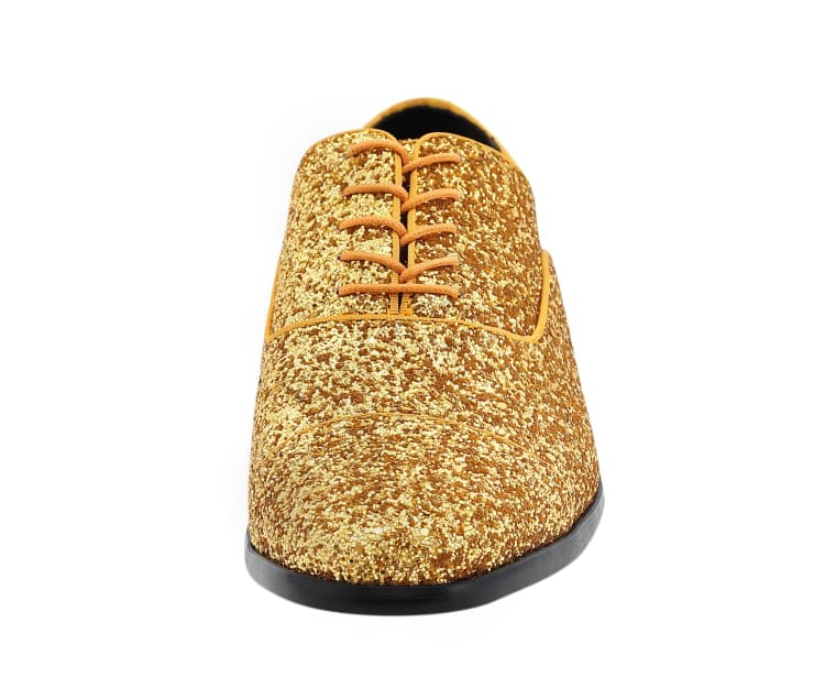 Amali Lawrence Glitter Oxfords Men’s Gold Dress Shoes
