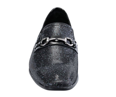 Amali Luxe Black Glitter Loafers Men's Glitter Upper