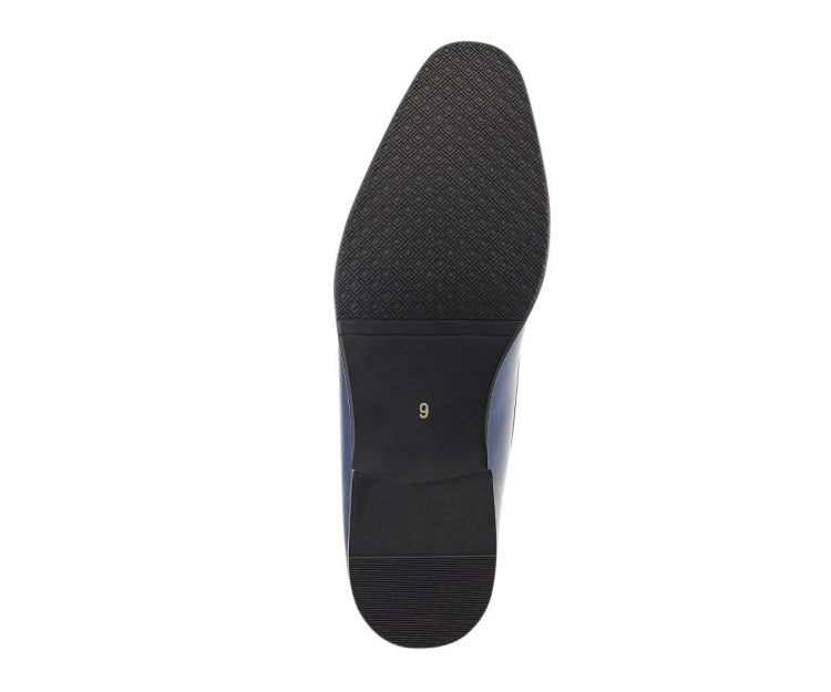 Amali Marco Navy Men’s Leather Loafers With Metal Bit