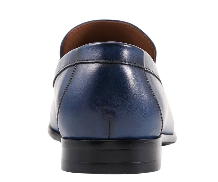 Amali Marco Navy Men’s Leather Loafers With Metal Bit