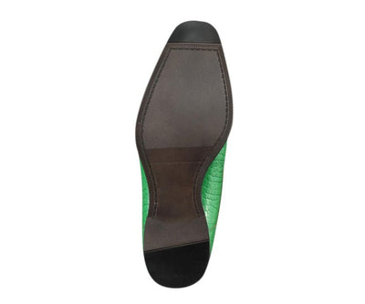 Amali Harvey Croc Men's Bright Green Animal Print Sophisticated Oxford Shoes