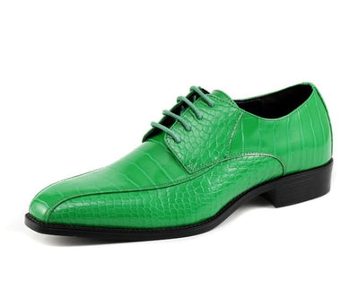 Amali Harvey Croc Men's Bright Green Animal Print Sophisticated Oxford Shoes