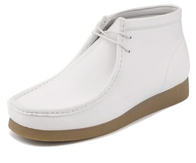 Amali Jason Men's White Smooth Suede British Style Chukka Boots