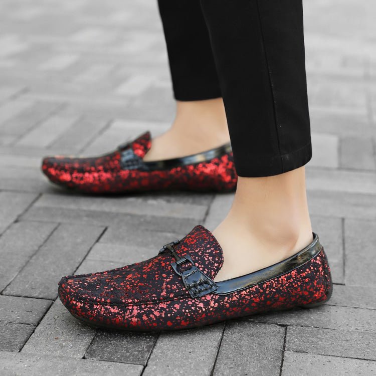 Amali Monty Men's Red and Black Suede Driving Loafers