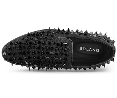Amali Mesa Black Gold Studded Men's Leather Slip on Shoes