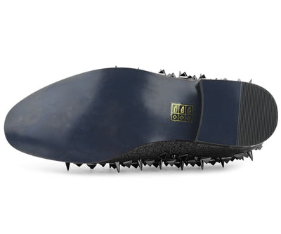 Amali Mesa Black Gold Studded Men's Leather Slip on Shoes