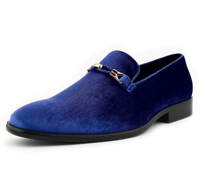 Amali Navy Luxe Velvet Loafers Men’s Velvet