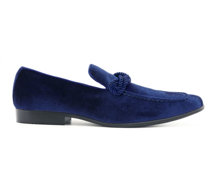 Amali Ornate Velvet Smoking Slippers For Men Black Velvet