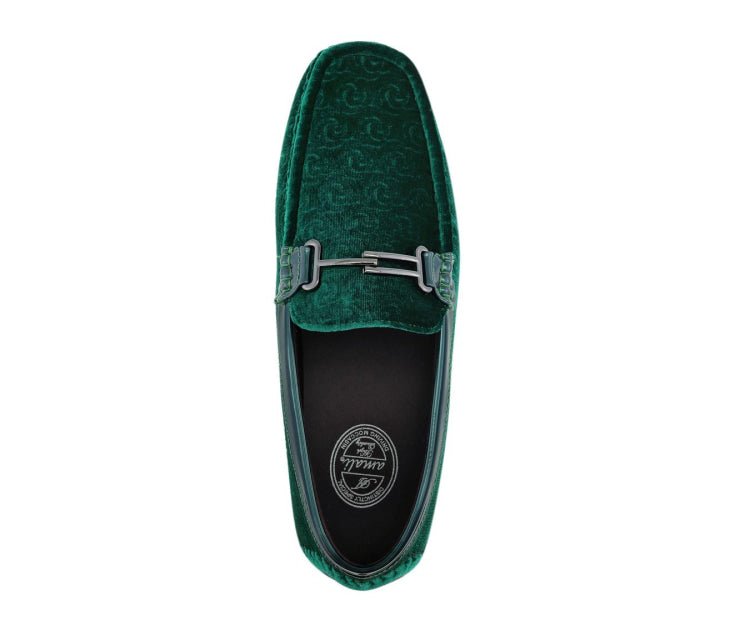 Amali Roberto Green Men's Velvet Green Driving Moccasins