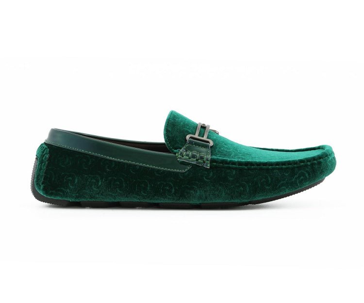 Amali Roberto Green Men's Velvet Green Driving Moccasins