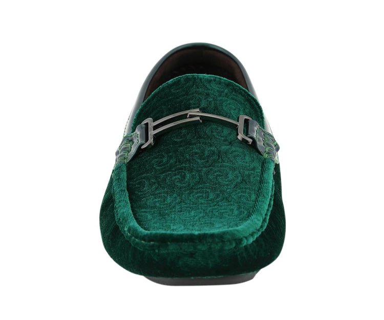 Amali Roberto Green Men's Velvet Green Driving Moccasins