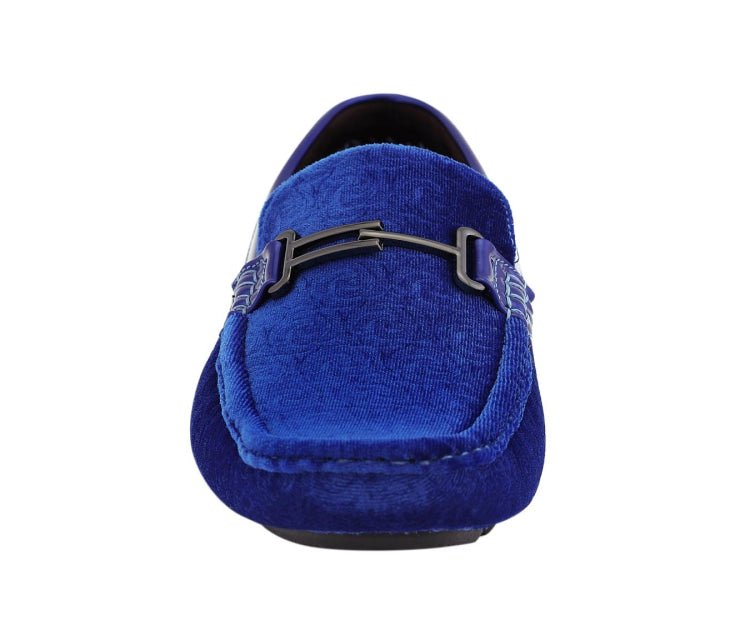Amali Roberto Royal Velvet Dress Shoes Men’s Blue Moccasins