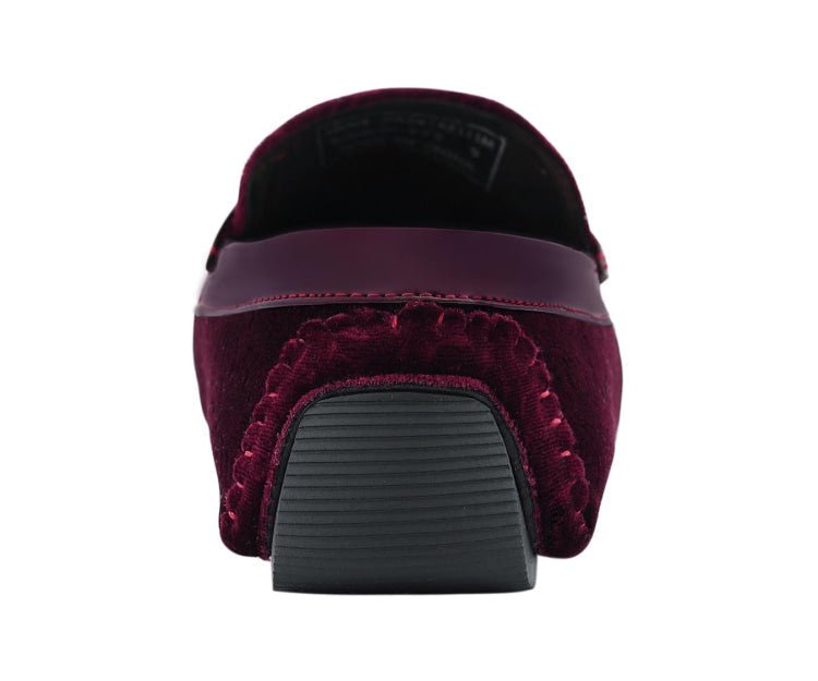 Amali Roberto Velvet Elegance Burgundy Floral Moccasins For Men