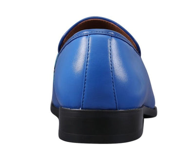 Amali Royal Elegance Two Tone Penny Loafers Men’s Leather Royal Blue and White