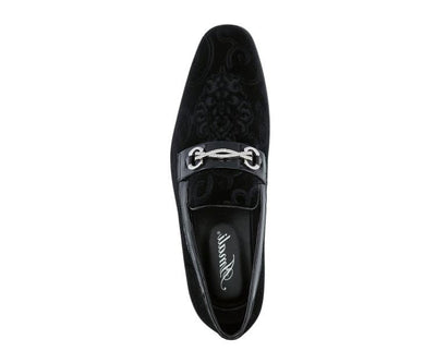 Amali Throne Black Men’s Velvet Slip On Loafers