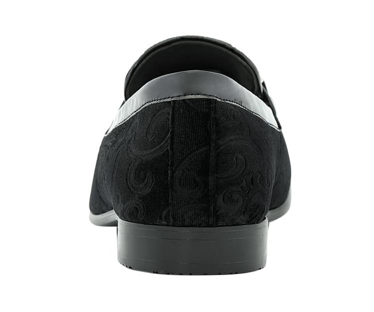 Amali Throne Black Men’s Velvet Slip On Loafers