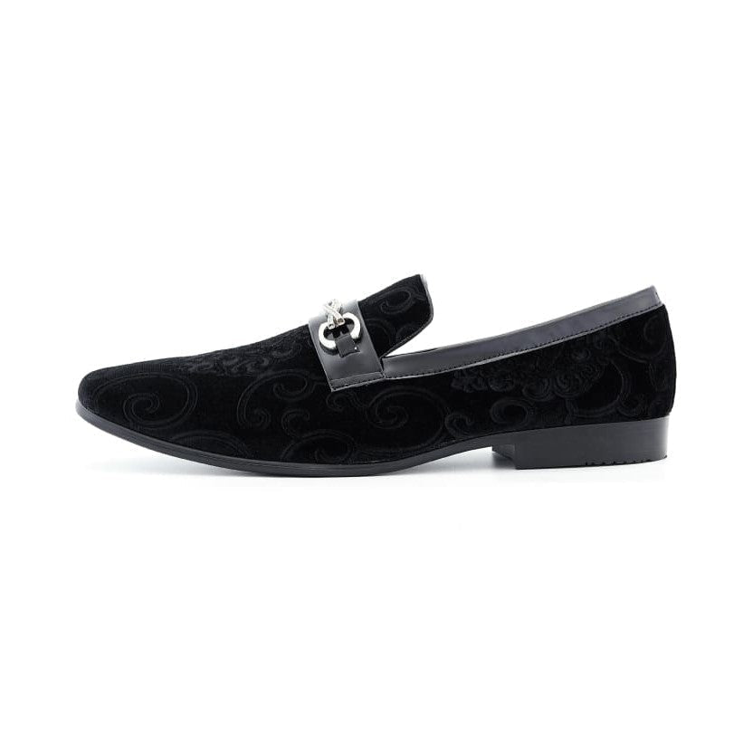 Amali Throne black paisley loafer, side profile