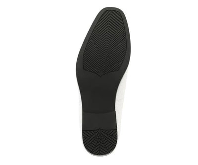 Amali Throne Men’s White Velvet Leather Loafers with Paisley Pattern