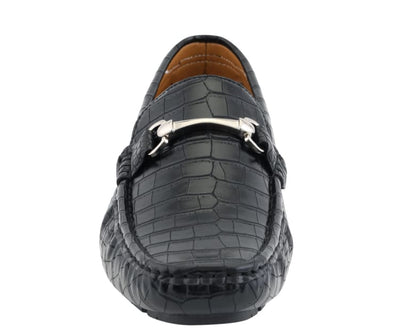 Amali Titus Crocodile Elegance Loafers Men’s Black Leather