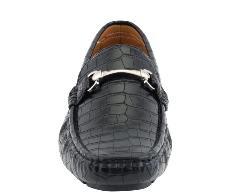Amali Titus Crocodile Elegance Loafers Men’s Black Leather