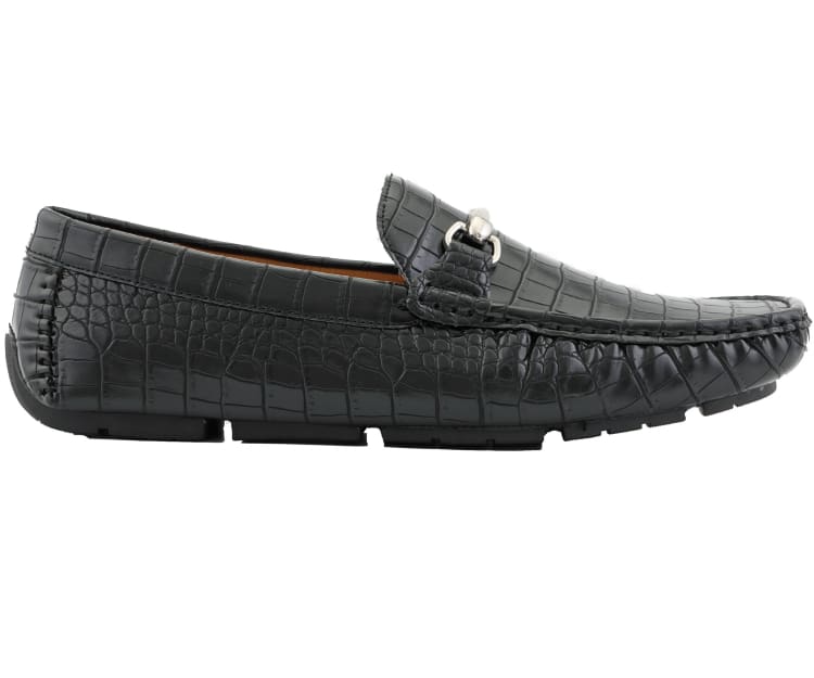 Amali Titus Crocodile Elegance Loafers Men’s Black Leather